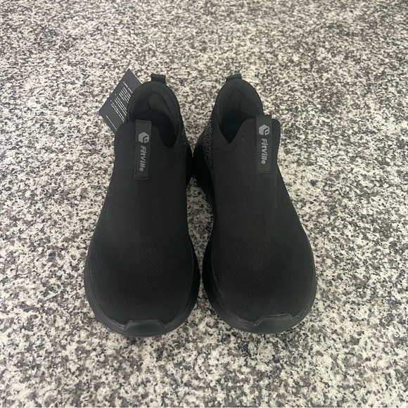 fitville Shoes - FitVille Women's 7.5 EW New Lightweight Black Slip On Sneakers Walking Shoes
